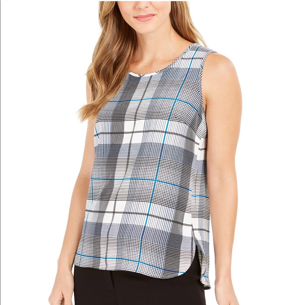 Anne Klein Sleeveless Plaid Blouse